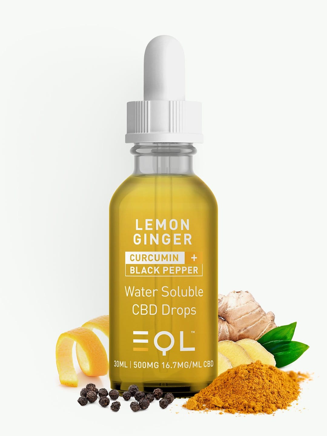 CBD solubile in acqua (500mg)| Pepe nero, curcumina, limone e zenzero